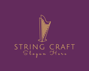 String - Musical String Harp logo design