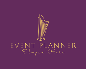 Fine Dining - Musical String Harp logo design