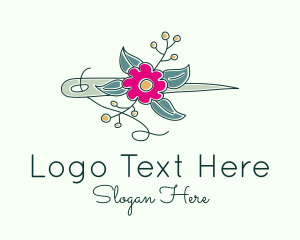 Floral - Floral Stitching Needle logo design
