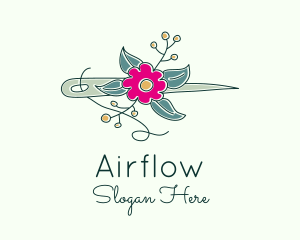 Floral Stitching Needle logo design