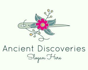 Floral Stitching Needle logo design