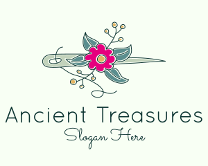 Floral Stitching Needle logo design