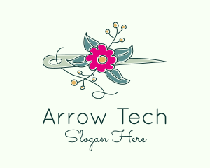 Floral Stitching Needle logo design