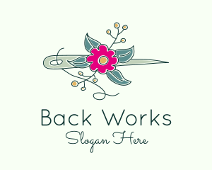 Floral Stitching Needle logo design