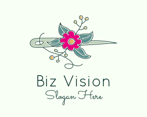 Floral Stitching Needle logo design