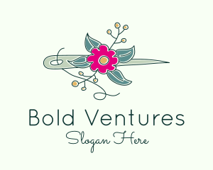 Floral Stitching Needle logo design