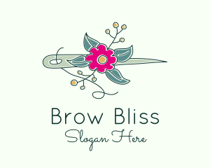 Floral Stitching Needle logo design