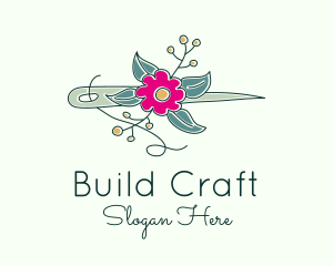 Floral Stitching Needle logo design