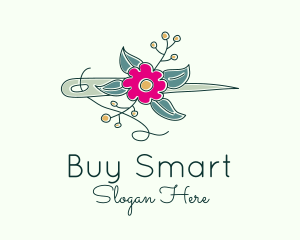 Floral Stitching Needle logo design