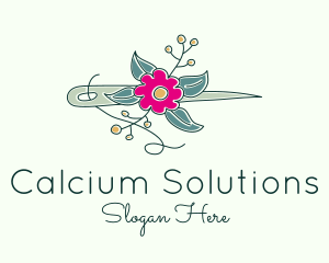 Floral Stitching Needle logo design