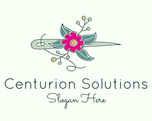 Floral Stitching Needle logo design