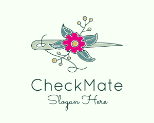 Floral Stitching Needle logo design