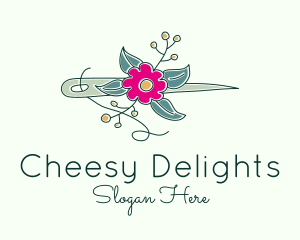 Floral Stitching Needle logo design