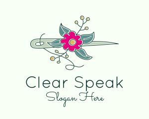 Floral Stitching Needle logo design