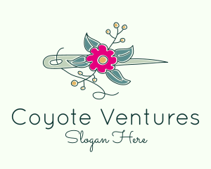 Floral Stitching Needle logo design