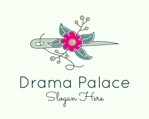 Floral Stitching Needle logo design