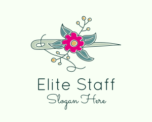 Floral Stitching Needle logo design