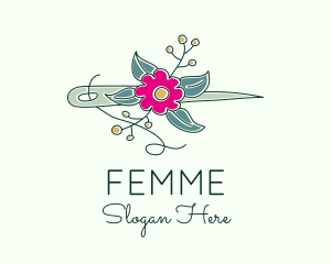 Floral Stitching Needle logo design