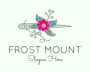 Floral Stitching Needle logo design