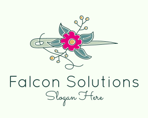 Floral Stitching Needle logo design