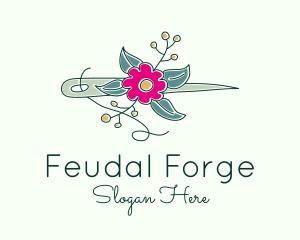 Floral Stitching Needle logo design