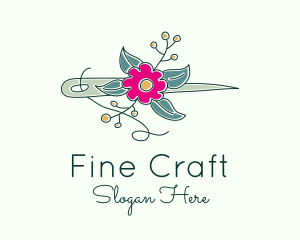 Floral Stitching Needle logo design