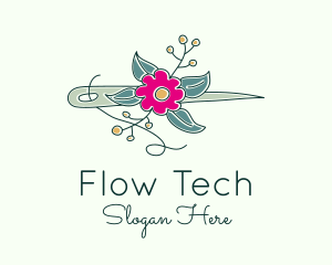 Floral Stitching Needle logo design