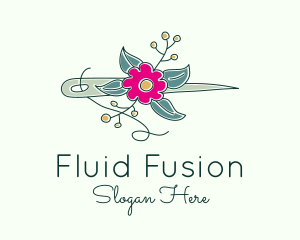 Floral Stitching Needle logo design