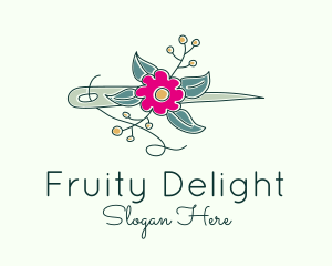 Floral Stitching Needle logo design