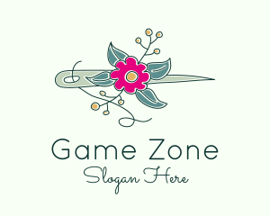 Floral Stitching Needle logo design