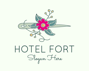 Floral Stitching Needle logo design