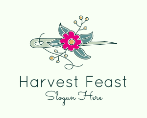 Floral Stitching Needle logo design