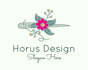 Floral Stitching Needle logo design