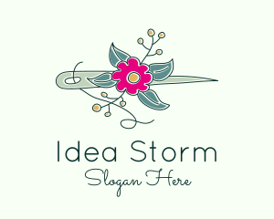 Floral Stitching Needle logo design