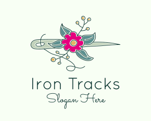 Floral Stitching Needle logo design