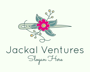 Floral Stitching Needle logo design