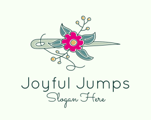 Floral Stitching Needle logo design