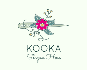 Floral Stitching Needle logo design