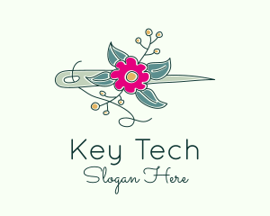 Floral Stitching Needle logo design