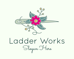 Floral Stitching Needle logo design