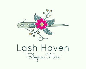 Floral Stitching Needle logo design