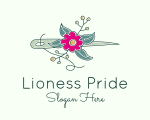 Floral Stitching Needle logo design