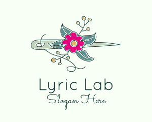 Floral Stitching Needle logo design