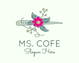 Floral Stitching Needle logo design