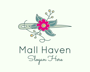 Floral Stitching Needle logo design