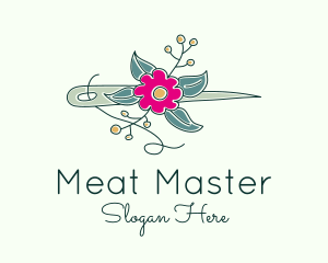 Floral Stitching Needle logo design