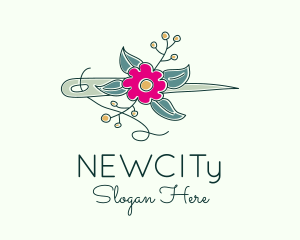 Floral Stitching Needle logo design