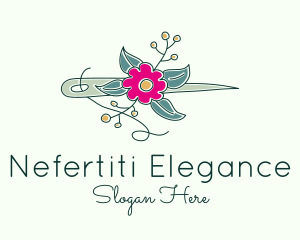 Floral Stitching Needle logo design