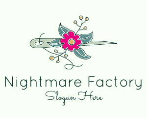 Floral Stitching Needle logo design