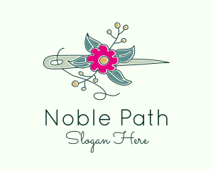 Floral Stitching Needle logo design